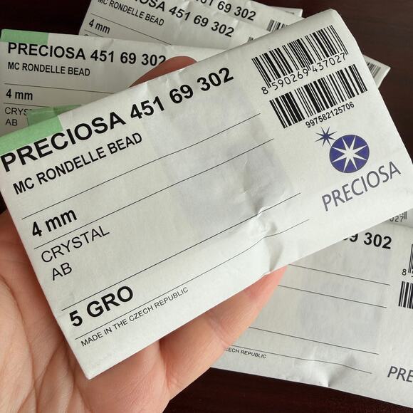 Precosia Other - Genuine Preciosa Czech, 4mm Beads, 720pcs, Crystal AB Iridescent, Bicone